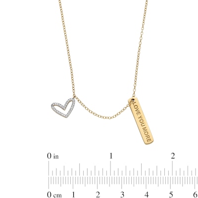14K Gold Plated 1/20 CT. T.W. Diamond Love You More Pendant - 18"