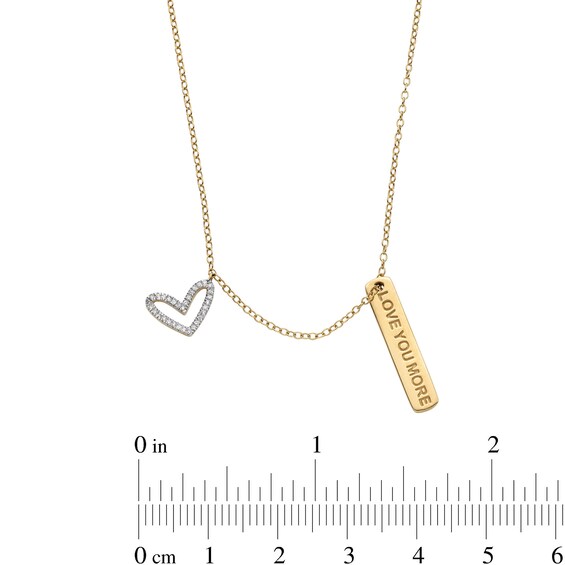 14K Gold Plated 1/20 CT. T.W. Diamond Love You More Pendant - 18"