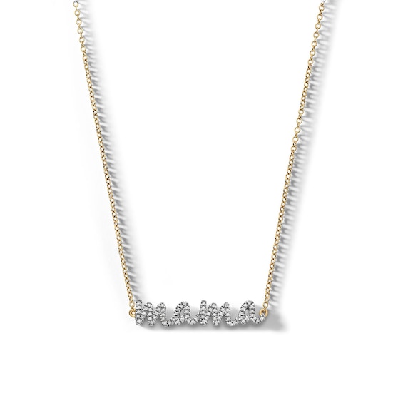 14K Gold Plated 1/10 CT. T.W. Diamond Mama Necklace - 18"