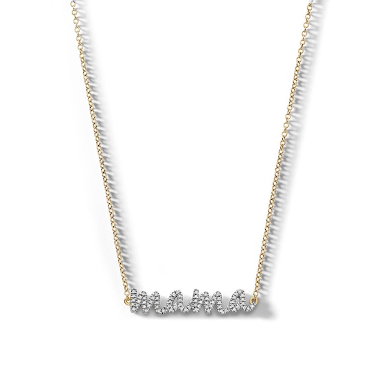 14K Gold Plated 1/10 CT. T.W. Diamond Mama Pendant - 18"