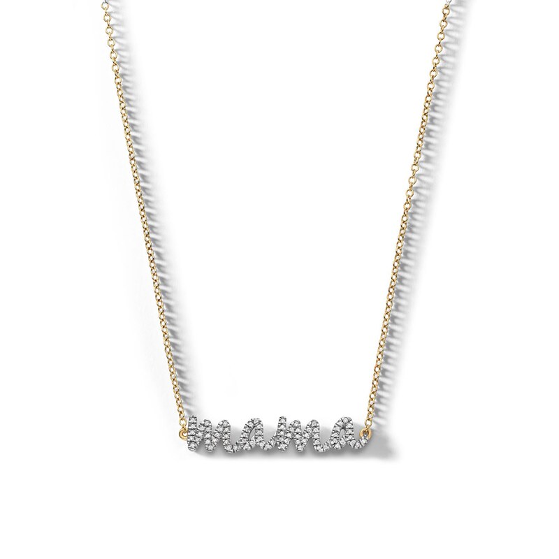 14K Gold Plated 1/10 CT. T.W. Diamond Mama Pendant - 18"