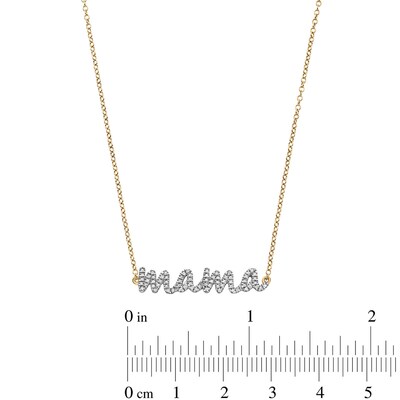 14K Gold Plated 1/10 CT. T.W. Diamond Mama Pendant - 18"