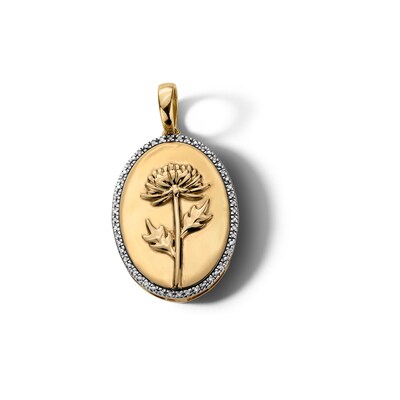 14K Gold Plated 1/20 CT. T.W. Diamond Chrysanthemum Necklace Charm