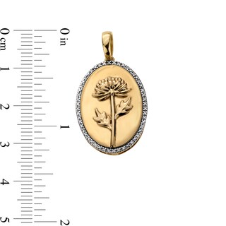 14K Gold Plated 1/20 CT. T.W. Diamond Chrysanthemum Necklace Charm