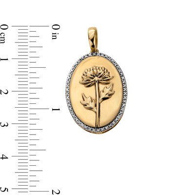14K Gold Plated 1/20 CT. T.W. Diamond Chrysanthemum Necklace Charm