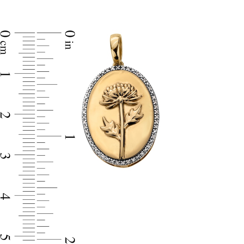 Main Image 4 of 14K Gold Plated 1/20 CT. T.W. Diamond Chrysanthemum Necklace Charm