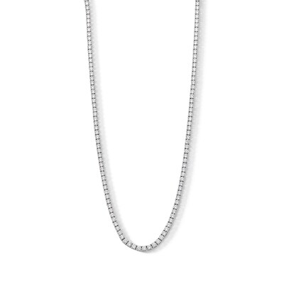 Solid Sterling Silver 3mm CZ Tennis Necklace - 17"