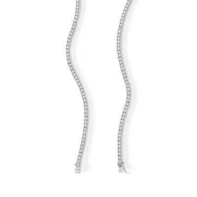 Solid Sterling Silver 3mm CZ Tennis Necklace - 17"
