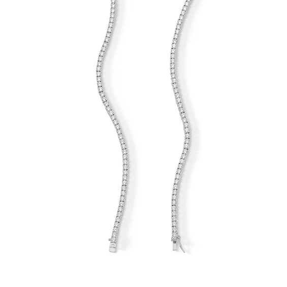 Solid Sterling Silver 3mm CZ Tennis Necklace - 17"
