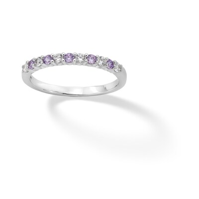 Sterling Silver Lavender  and White CZ Ring Band - Size 7