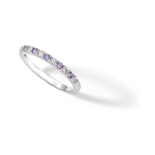 Sterling Silver Lavender  and White CZ Ring Band - Size 7