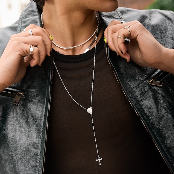 ​​​​​​​Sterling Silver CZ Tennis Necklace - 17"