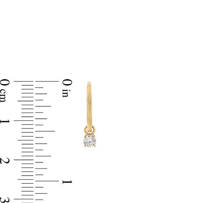 10K Solid Gold CZ Dangle Huggie Hoops