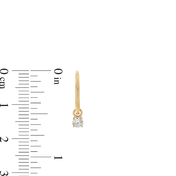 10K Solid Gold CZ Dangle Huggie Hoops