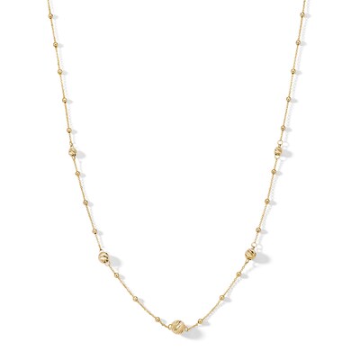 10K Solid Gold Diamond-Cut Saturn Chain - 18"