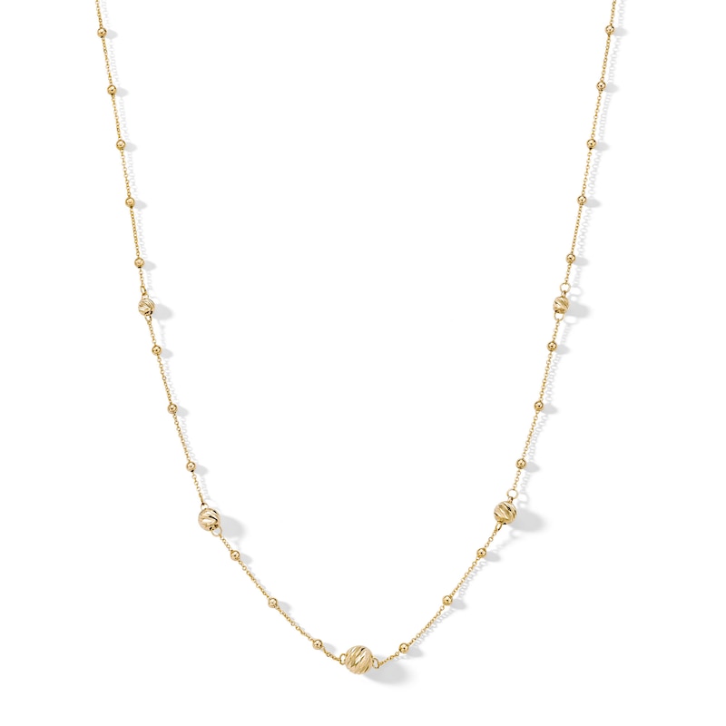 10K Solid Gold Diamond-Cut Saturn Chain - 18"