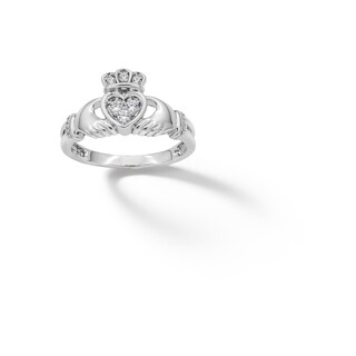 Sterling Silver CZ Claddagh Ring - Size 7
