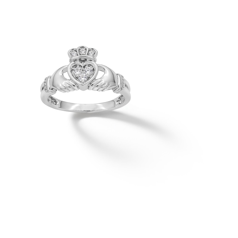 Sterling Silver CZ Claddagh Ring - Size 7
