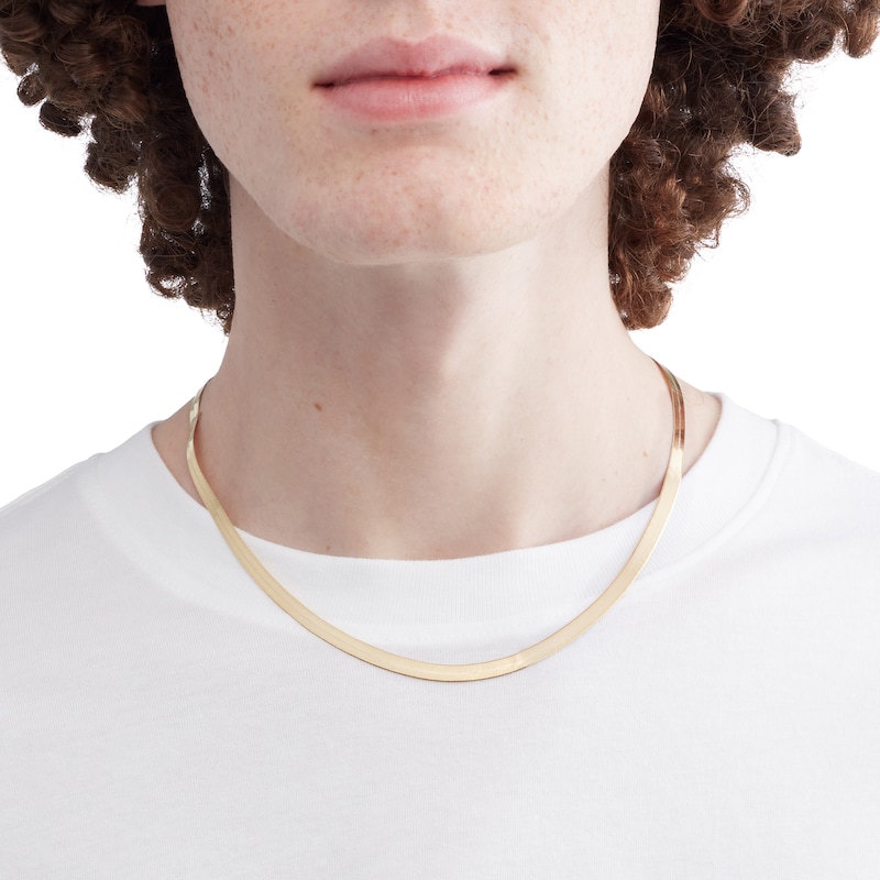 Main Image 2 of 14K Hollow Gold Herringbone Chain - 18"