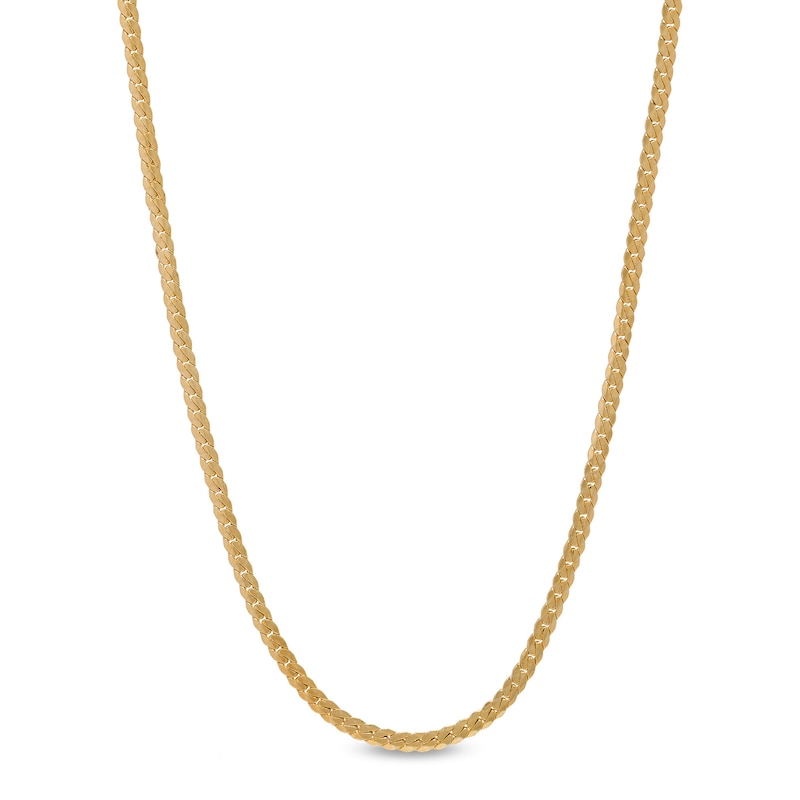 14K Hollow Gold Tight Curb Oval Chain - 18"