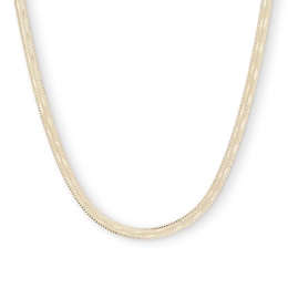 14K Hollow Gold Polmatte Herringbone Chain - 18"