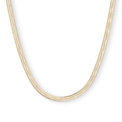 14K Hollow Gold Polmatte Herringbone Chain - 18"