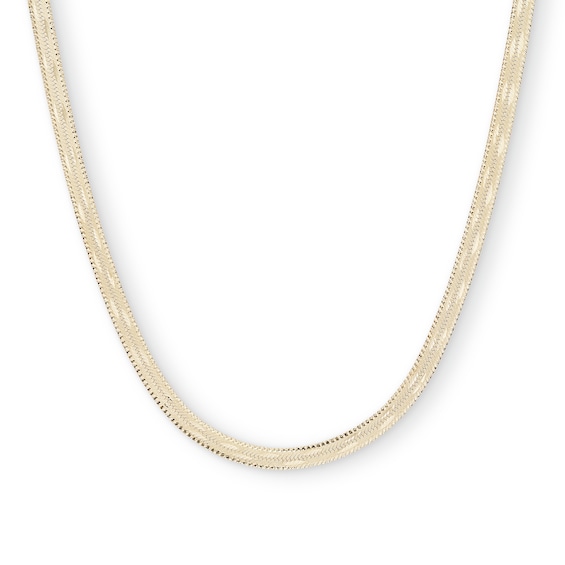 14K Hollow Gold Polmatte Herringbone Chain - 18"