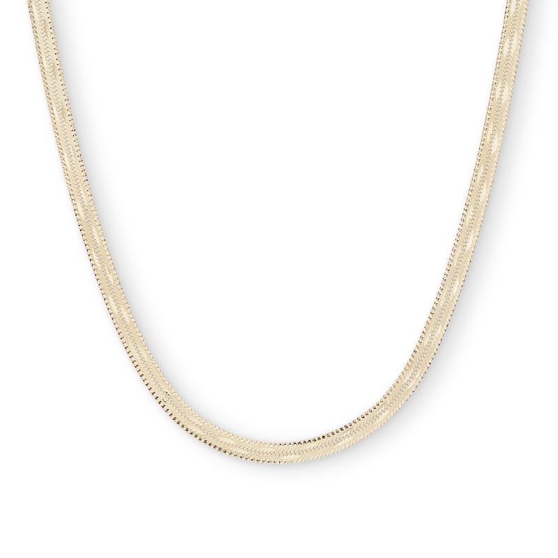 Main Image 1 of 14K Hollow Gold Polmatte Herringbone Chain - 18"