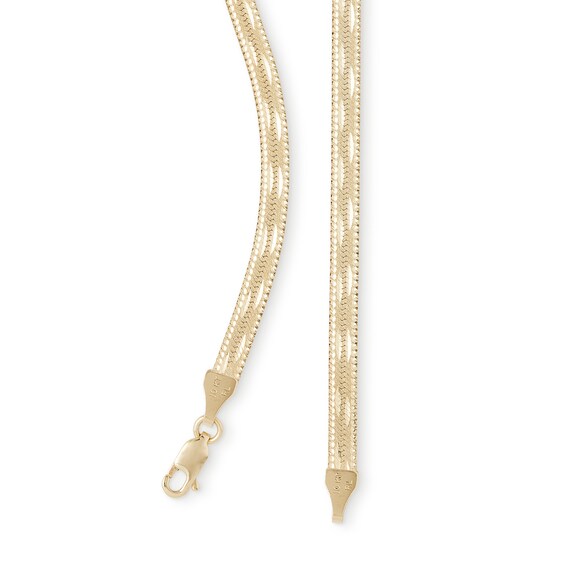 14K Hollow Gold Polmatte Herringbone Chain - 18"