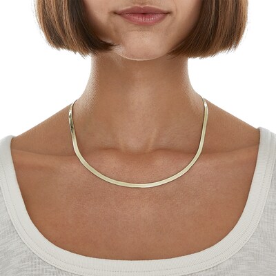 14K Hollow Gold Polmatte Herringbone Chain - 18"