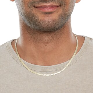 14K Hollow Gold Polmatte Herringbone Chain - 18"