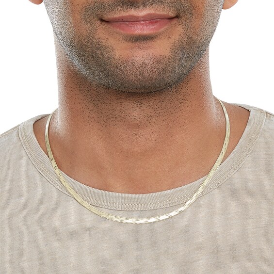 14K Hollow Gold Polmatte Herringbone Chain - 18"