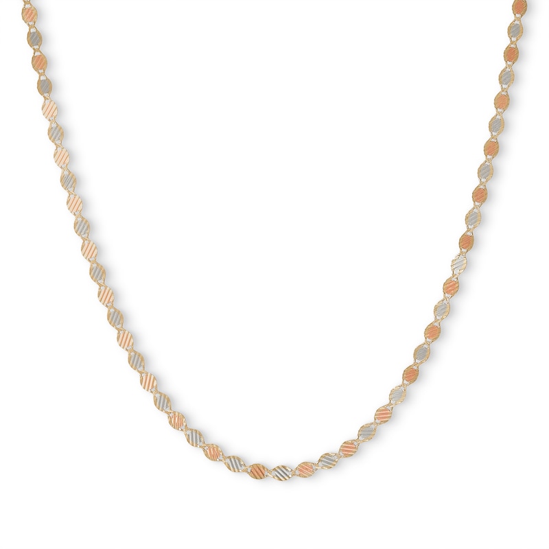 14K Solid Gold Valentino Tri-Tone Chain - 20"