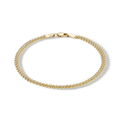 14K Hollow Gold Sedusa Curb Chain Two-Tone Bracelet - 7.5"