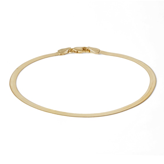 14K Solid Gold Herringbone Chain Bracelet - 7.25"