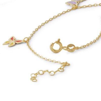 Child's 14K Solid Gold Enamel Butterfly Charm Bracelet - 5.5" + 1"