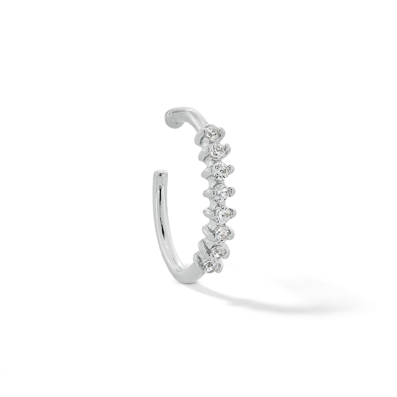 Main Image 1 of 14K Solid White Gold CZ Nose Hoop - 20G 5/16"