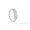Thumbnail Image 1 of 14K Solid White Gold CZ Beaded Double Row Hoop - 20G