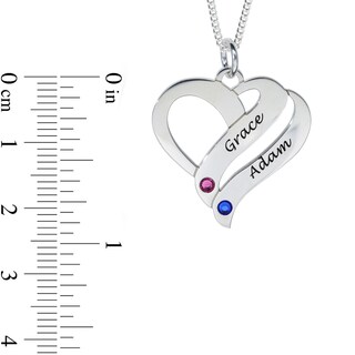 Sterling Silver Birthstone Two Name Forever Hearts Curb Chain - 18"