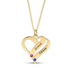 14K Gold Plated Birthstone Two Name Forever Hearts Curb Chain - 18"
