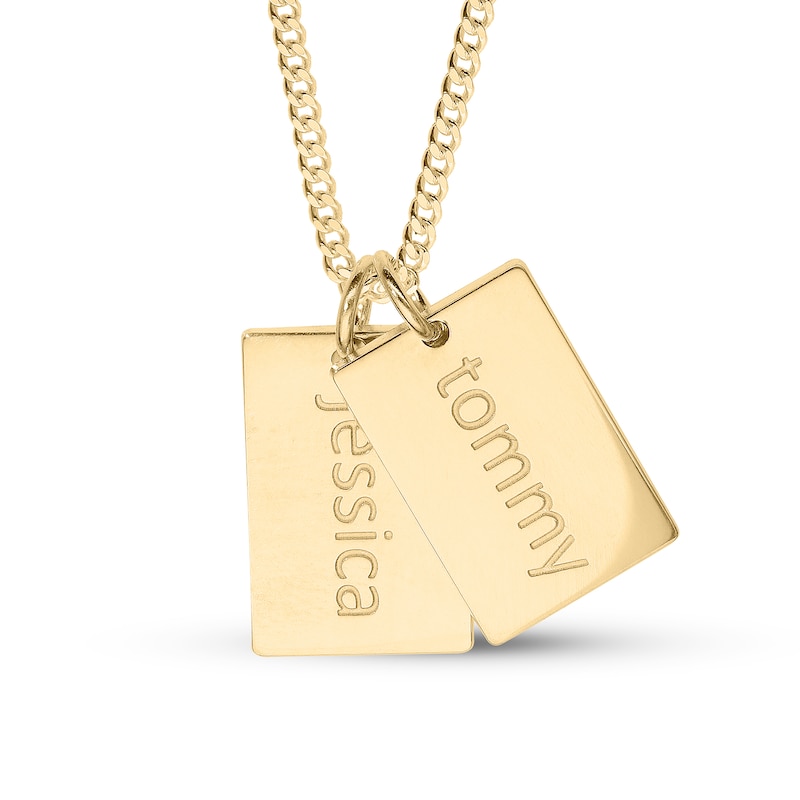 Main Image 1 of 14K Gold Plated Two Name Tags Curb Chain - 18"