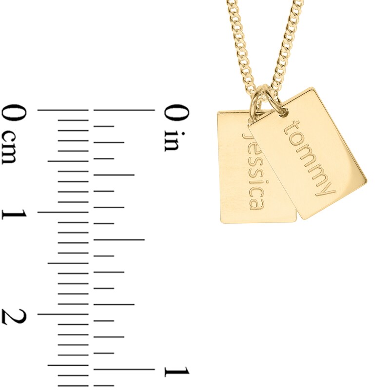Main Image 2 of 14K Gold Plated Two Name Tags Curb Chain - 18"