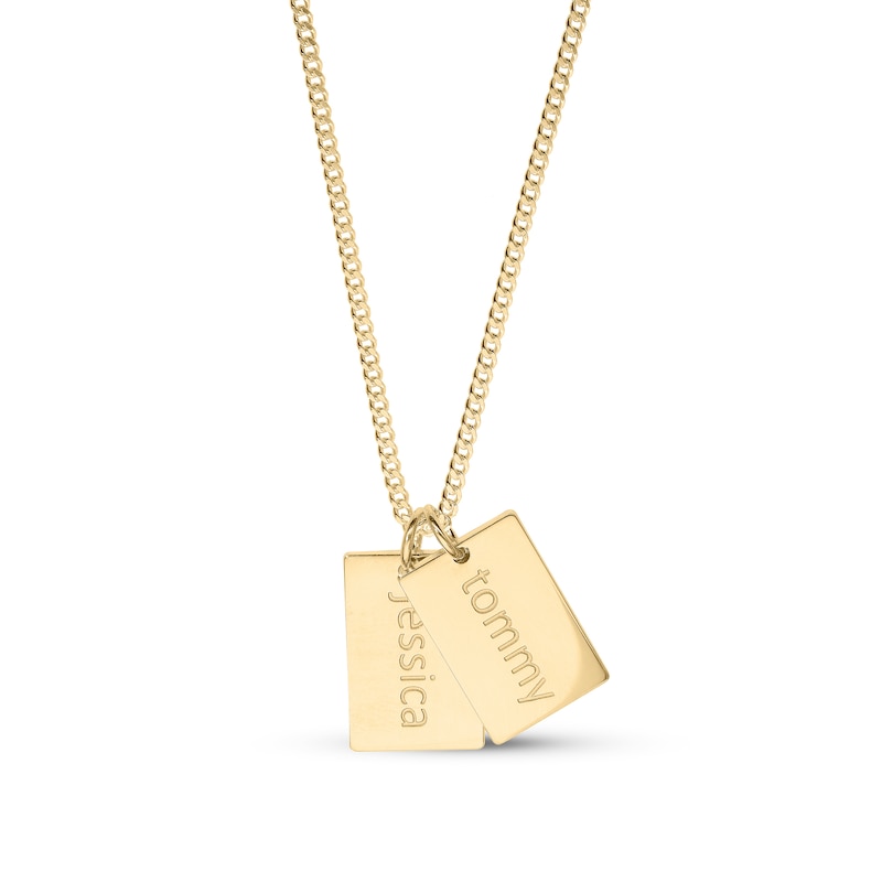 Main Image 3 of 14K Gold Plated Two Name Tags Curb Chain - 18"