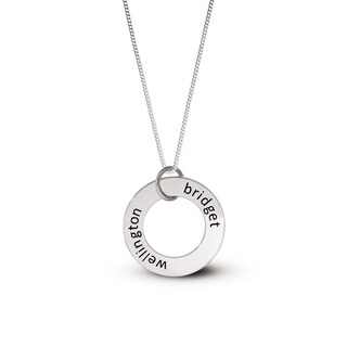 Sterling Silver Two Name Circle Curb Chain - 18"