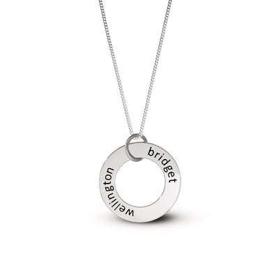 Sterling Silver Two Name Circle Curb Chain - 18"