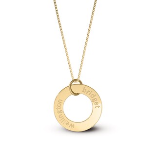 14K Gold Plated Two Name Circle Curb Chain - 18"