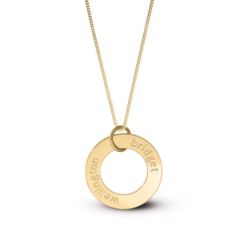 Main Image 3 of 14K Gold Plated Two Name Circle Curb Chain - 18"