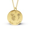 Thumbnail Image 1 of 14K Gold Plated Birth Flower Two Name Disc Curb Chain - 18&quot;