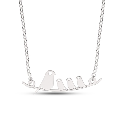 Sterling Silver Bird Family Rolo Chain - 16"