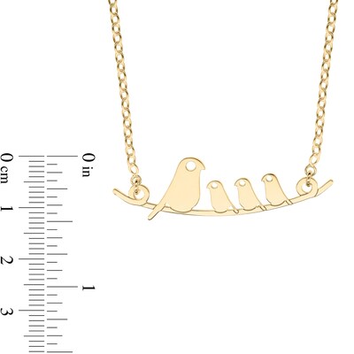 14K Gold Plated Bird Family Rolo Chain - 16"